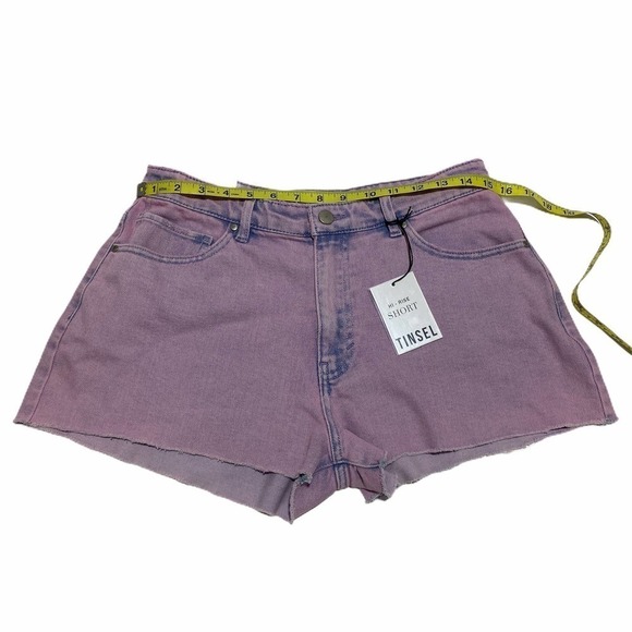PURPLE Denim Hi-Rise Raw Hem Shorts - Picture 3 of 9